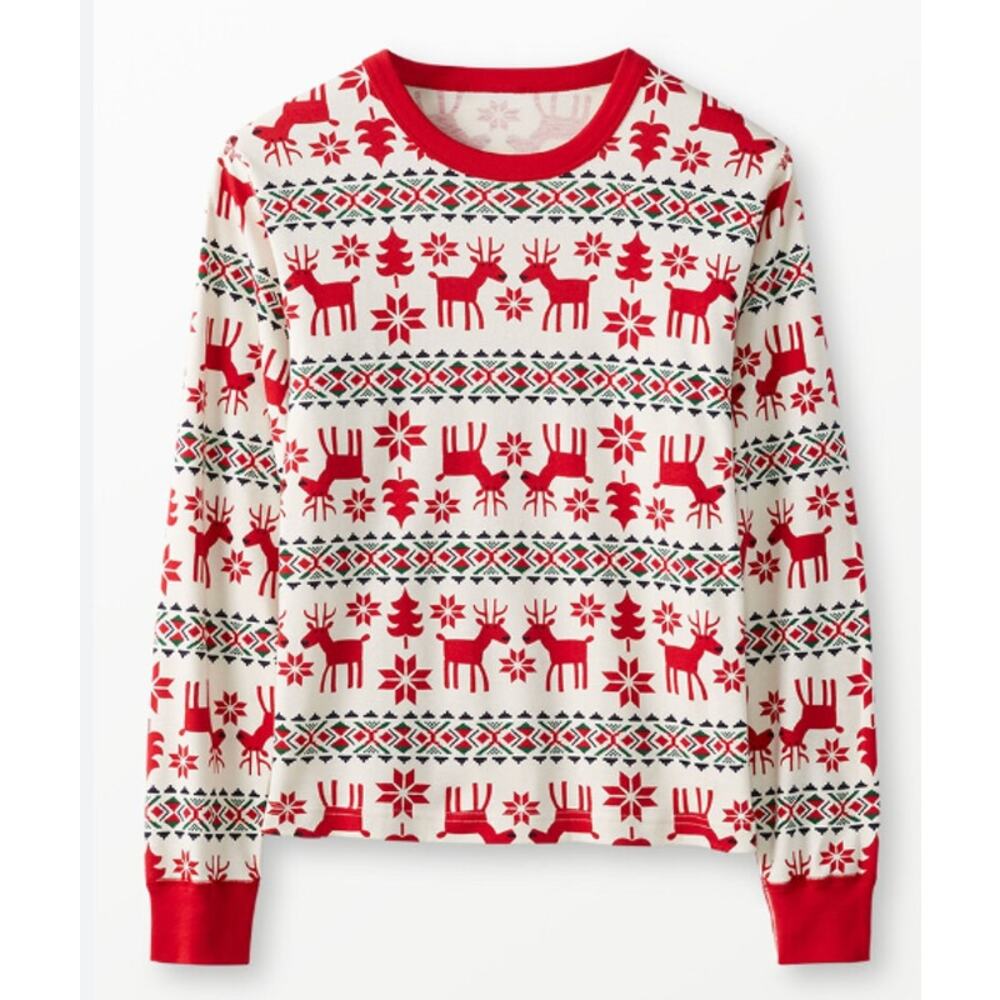 Hanna Andersson Pajama Top Womens XXL Dear Deer Christmas Sleep Shirt Organic
